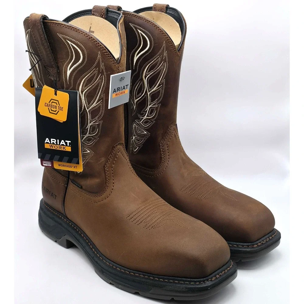 Ariat WorkHog XT Phoenix Carbon Toe Pull On Work Boots Men's 9.5 EE Brown NWT